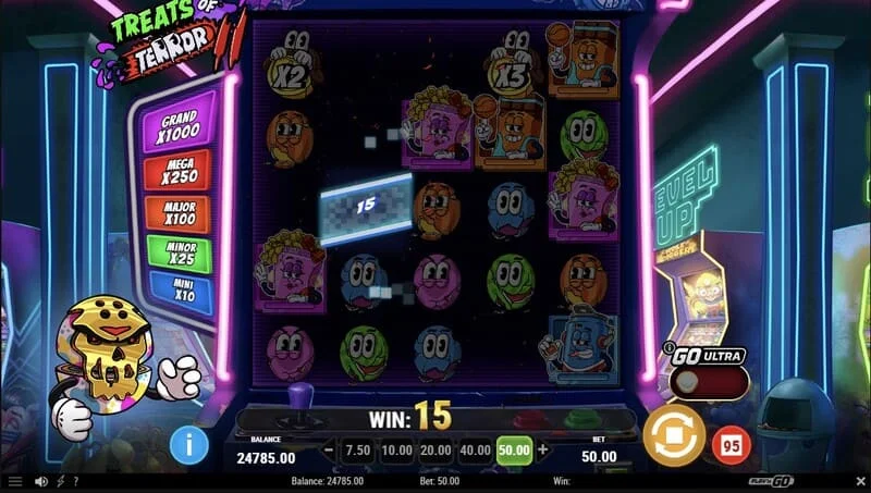 Treats of Terror II - large cascading win on the reels